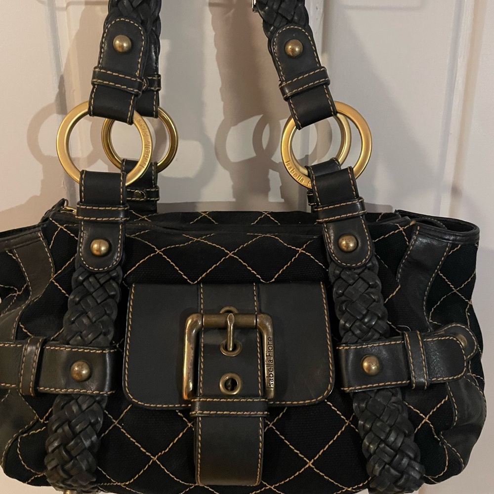 Isabella Fiore Leather and Canvas Handbag